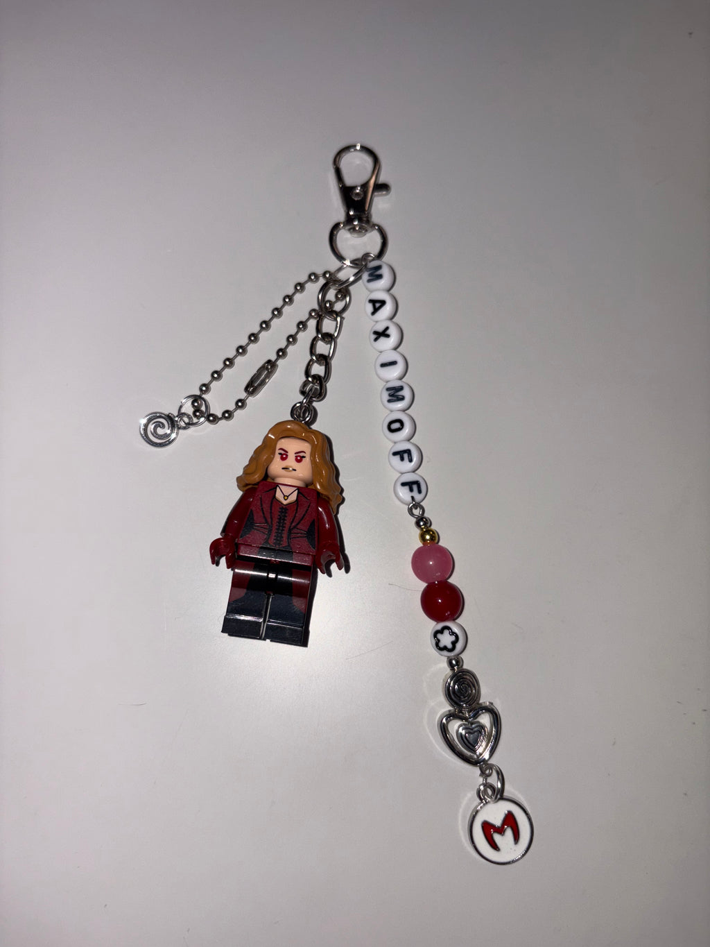 Wanda Maximoff Scarlet Witch inspired handmade Lego keychain