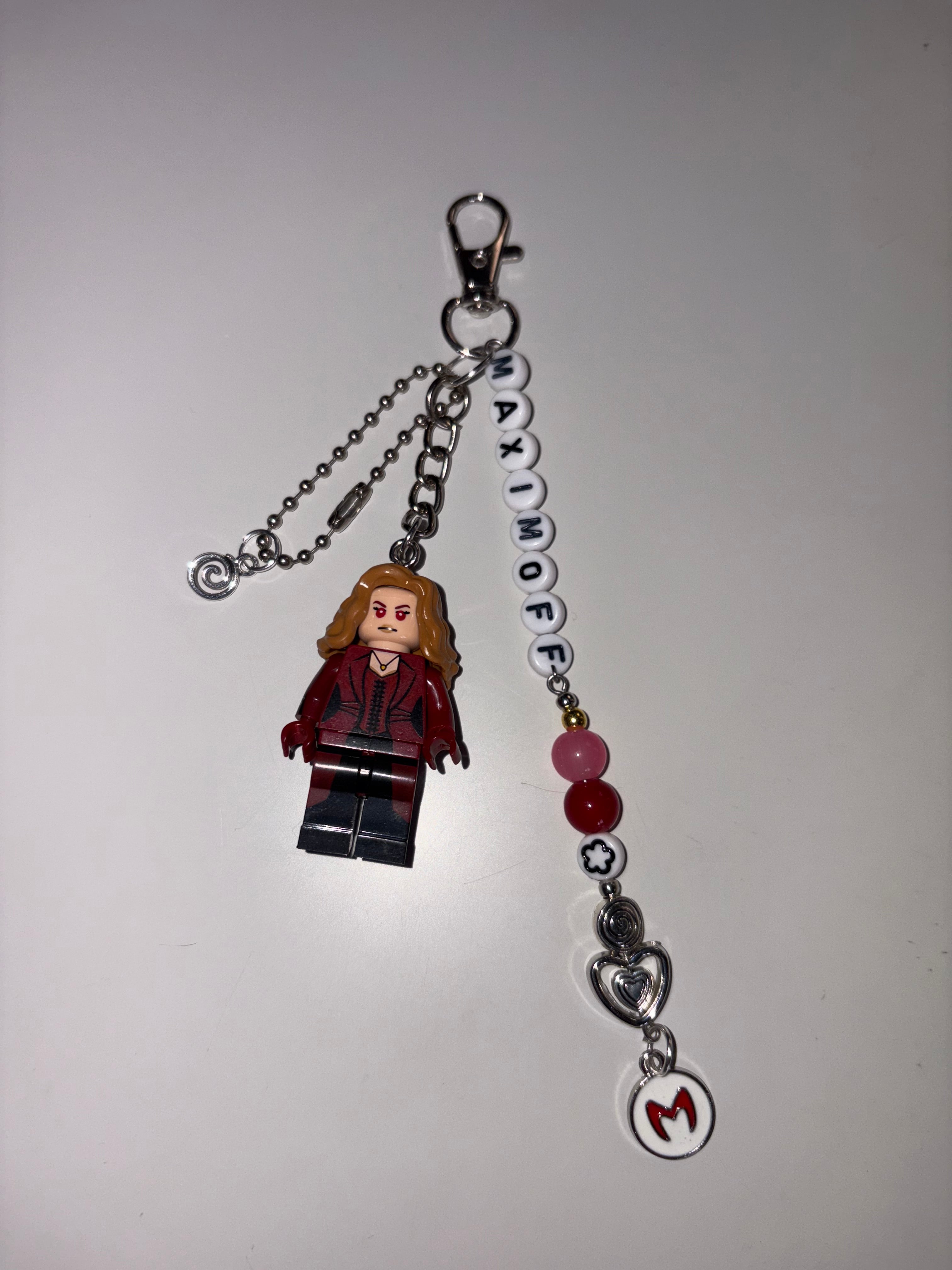 Wanda Maximoff Scarlet Witch inspired handmade Lego keychain