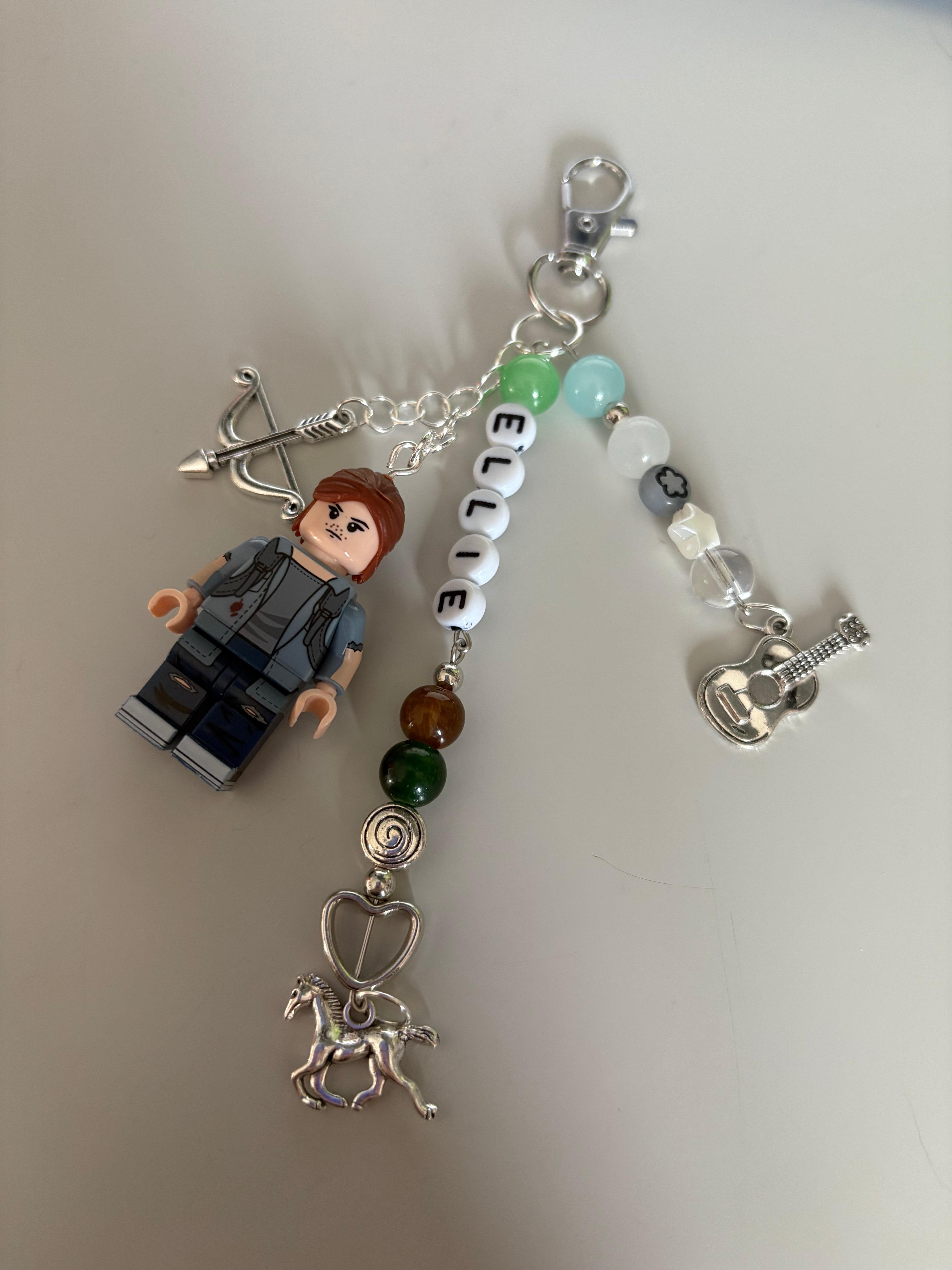 Ellie Williams inspired handmade Lego minifigure keychain