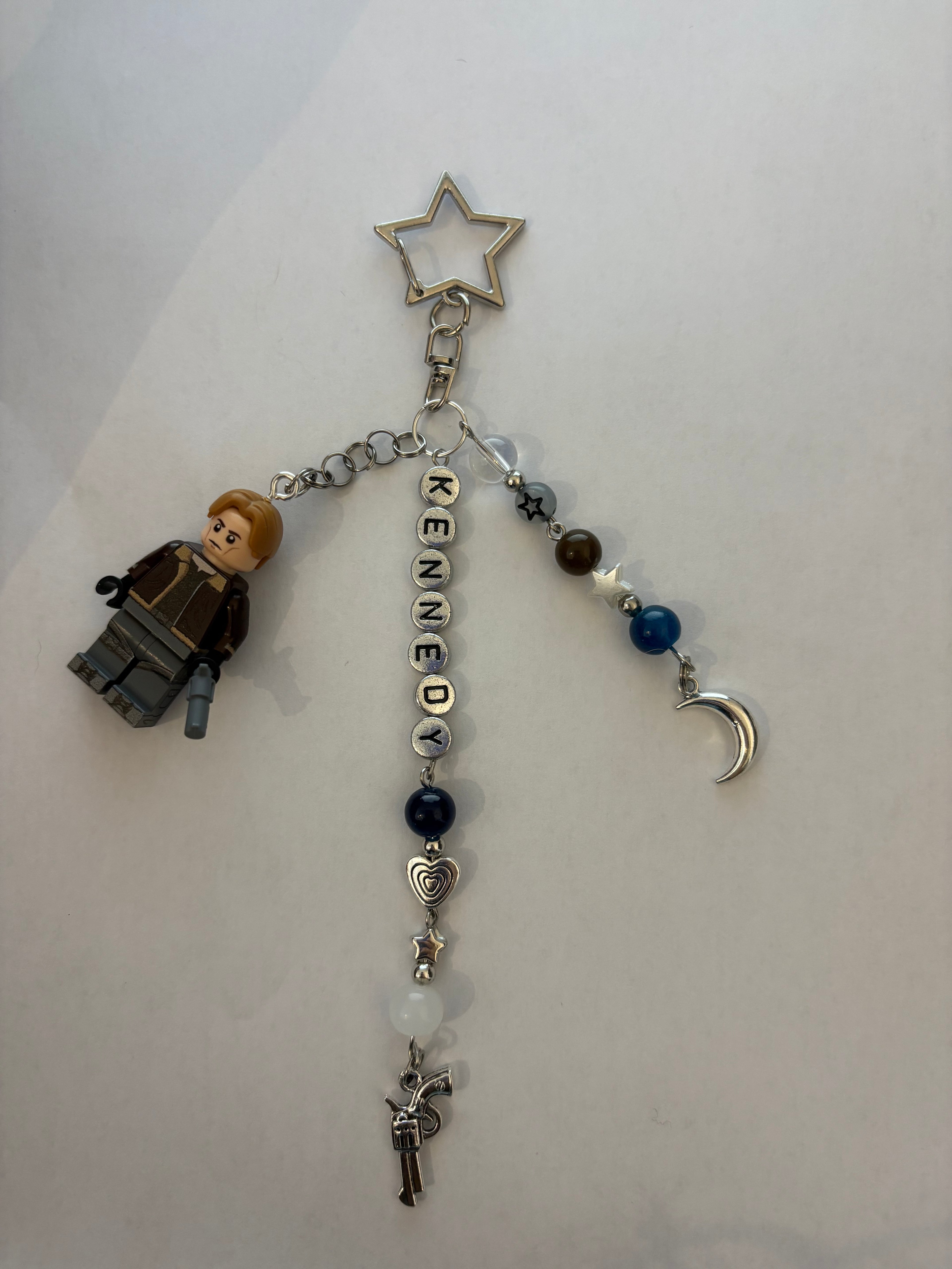 ‘LEON’ futuristic silver inspired handmade minifigure keychain