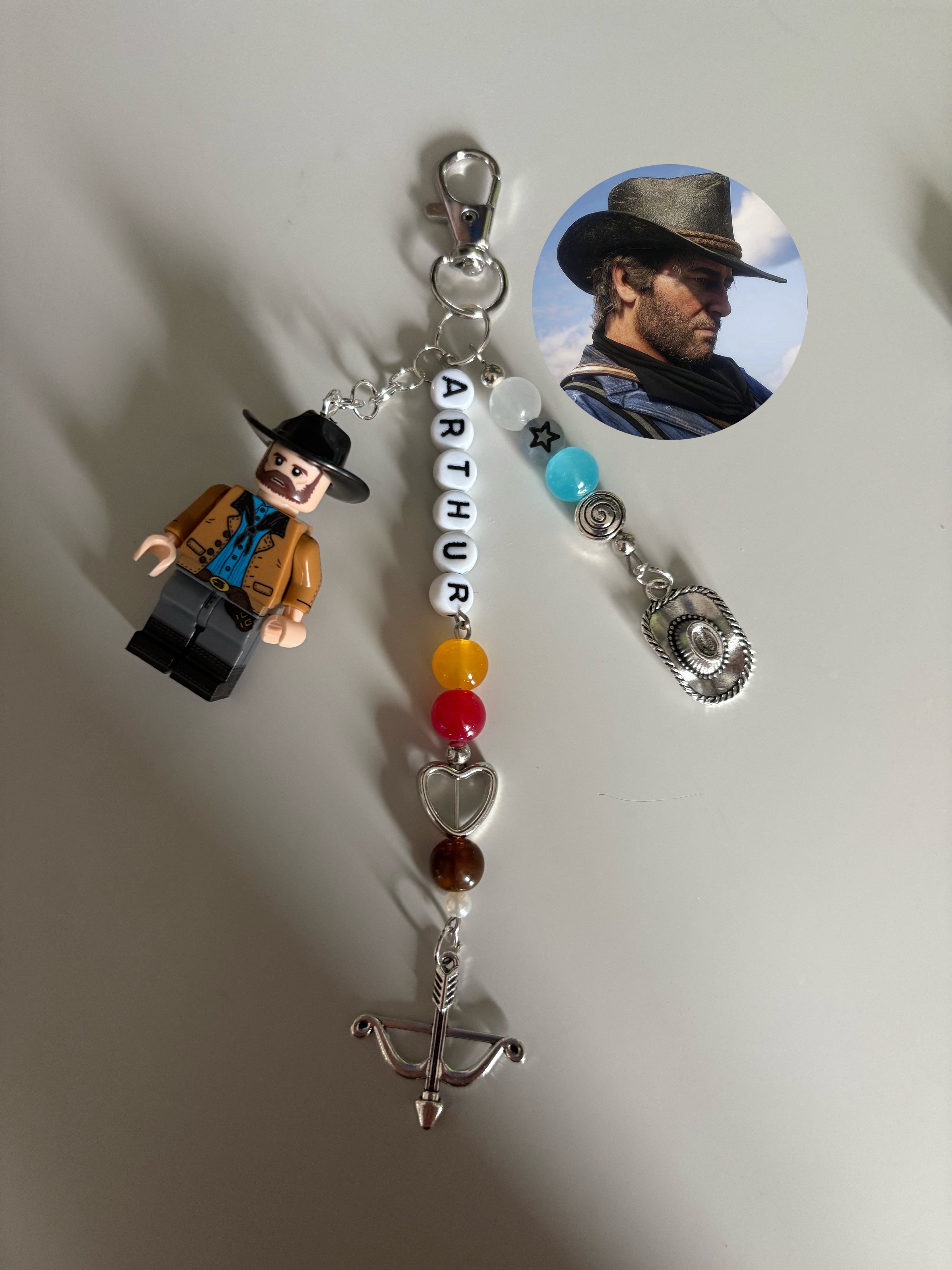 Arthur outlaw inspired handmade minifigure keychain