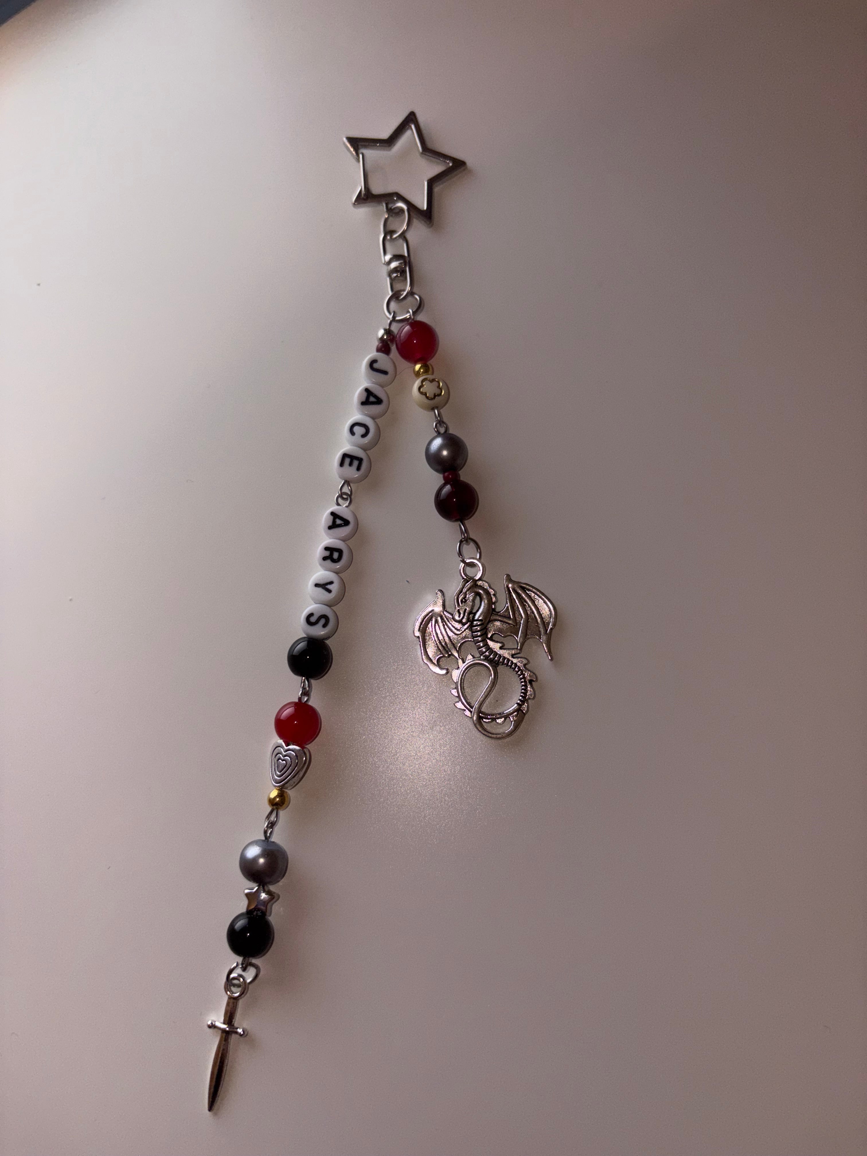 ‘Jacaerys’ silver/gold inspired custom dragon handmade keychain
