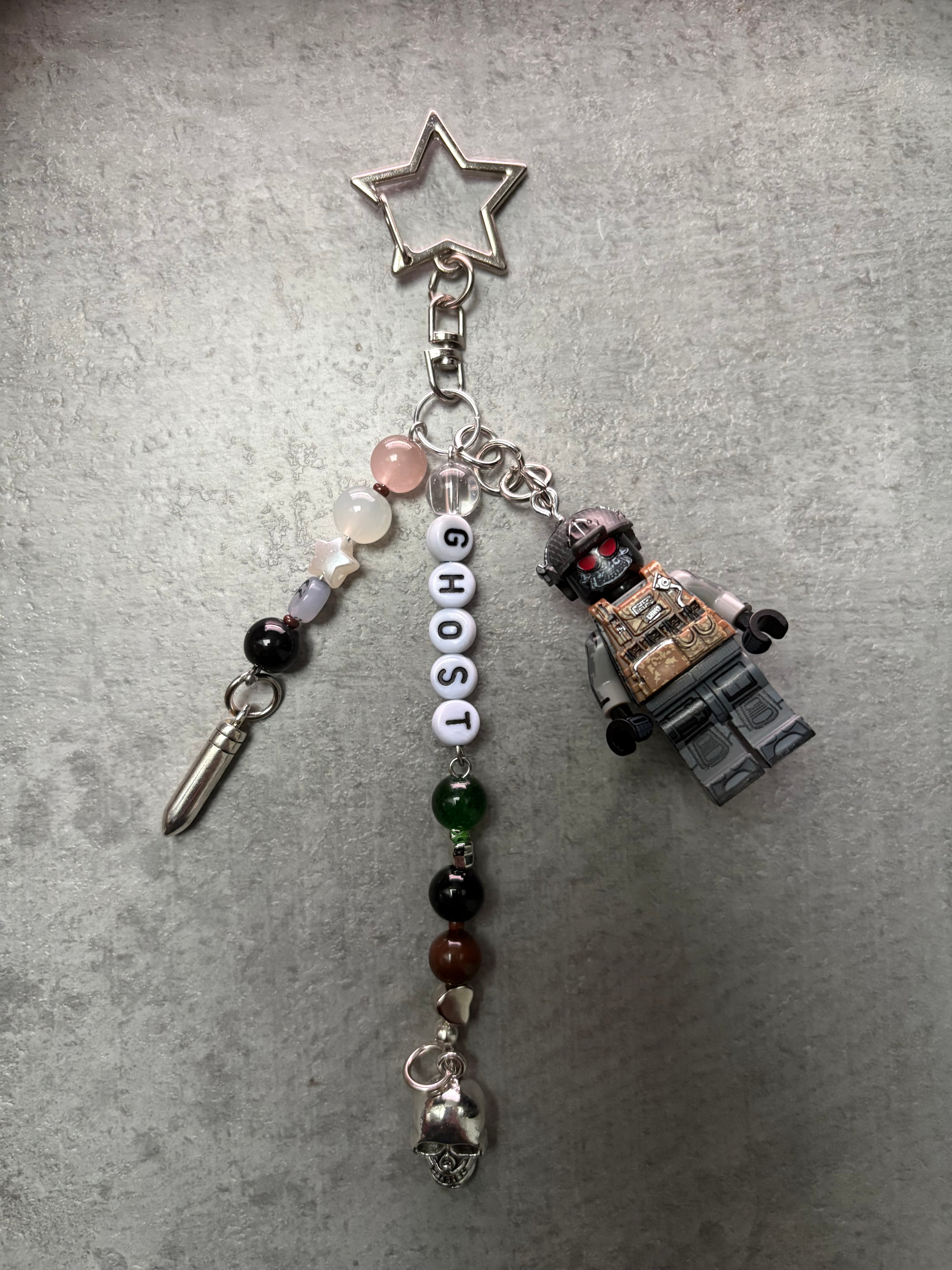 Ghost inspired handmade minifigure keychain
