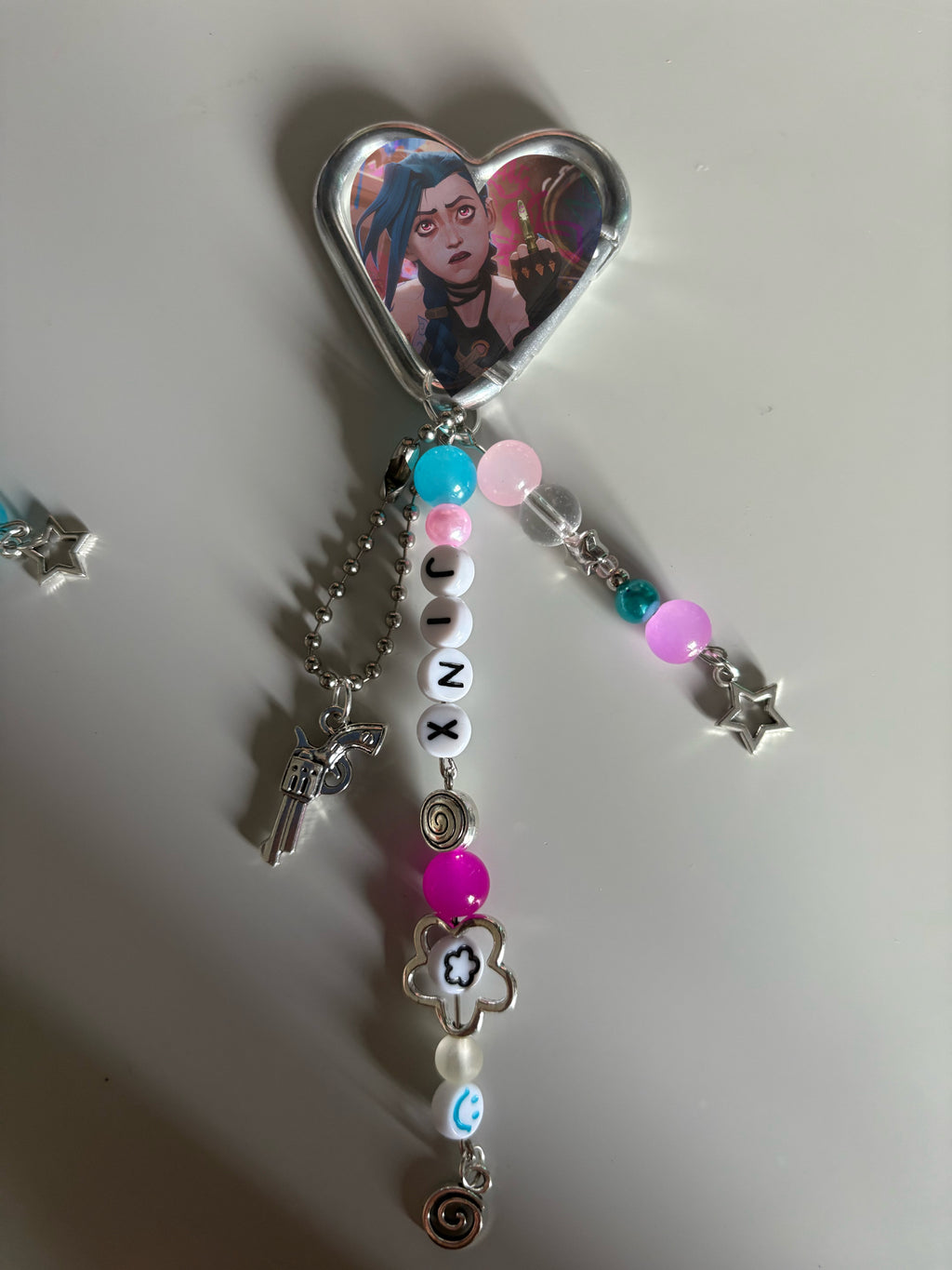 Jinx Arcane and League of Legends inspired handmade keychain carabiner
