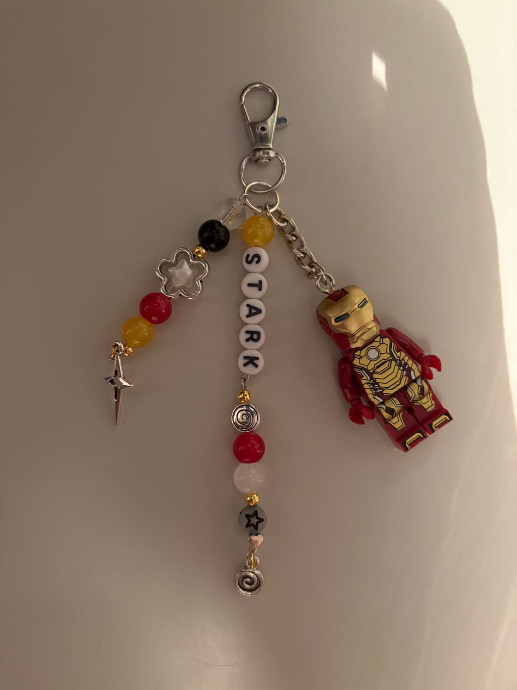 Ironman Tony Stark inspired handmade minifigure keychain