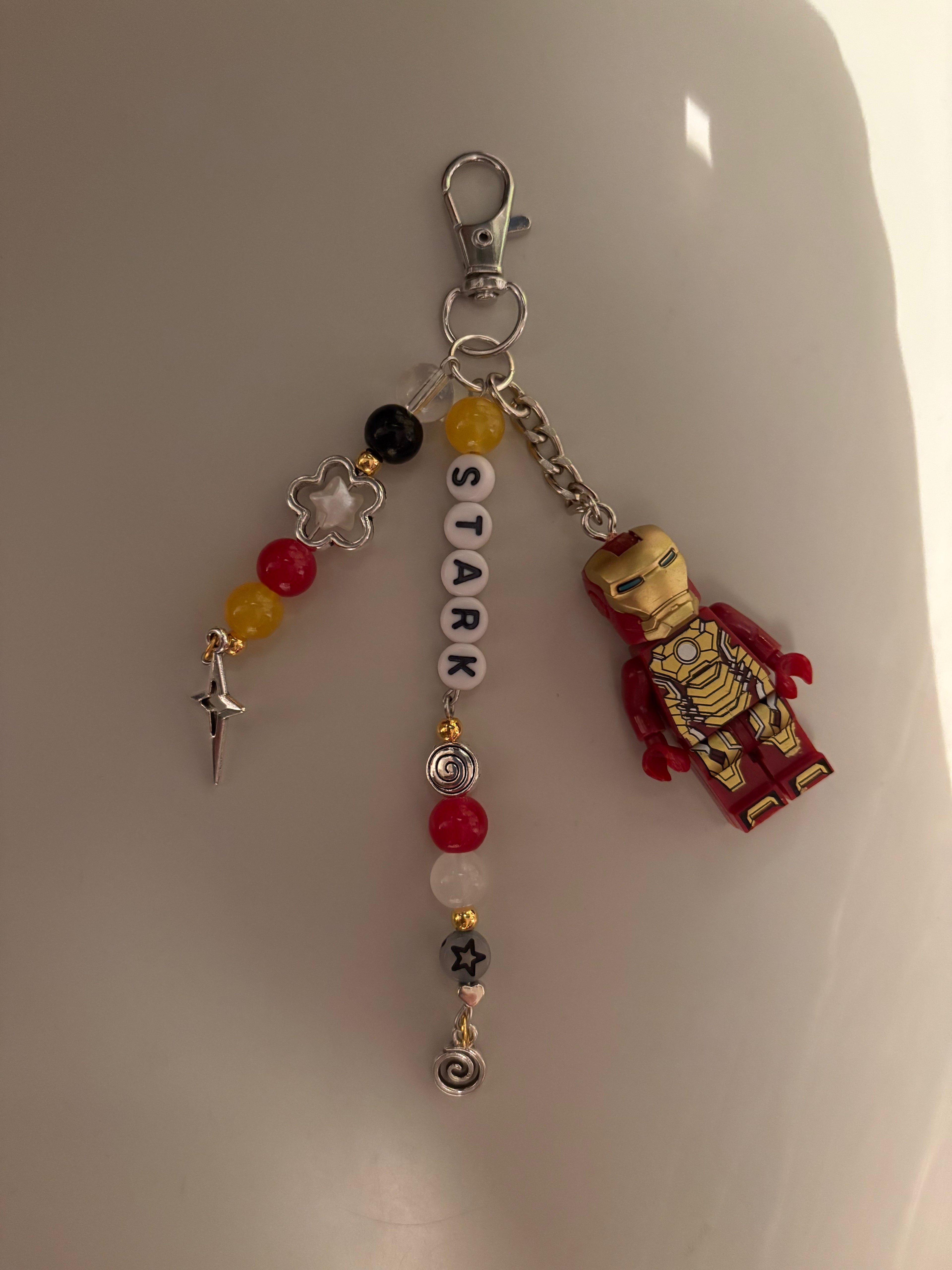 Ironman Tony Stark inspired handmade minifigure keychain