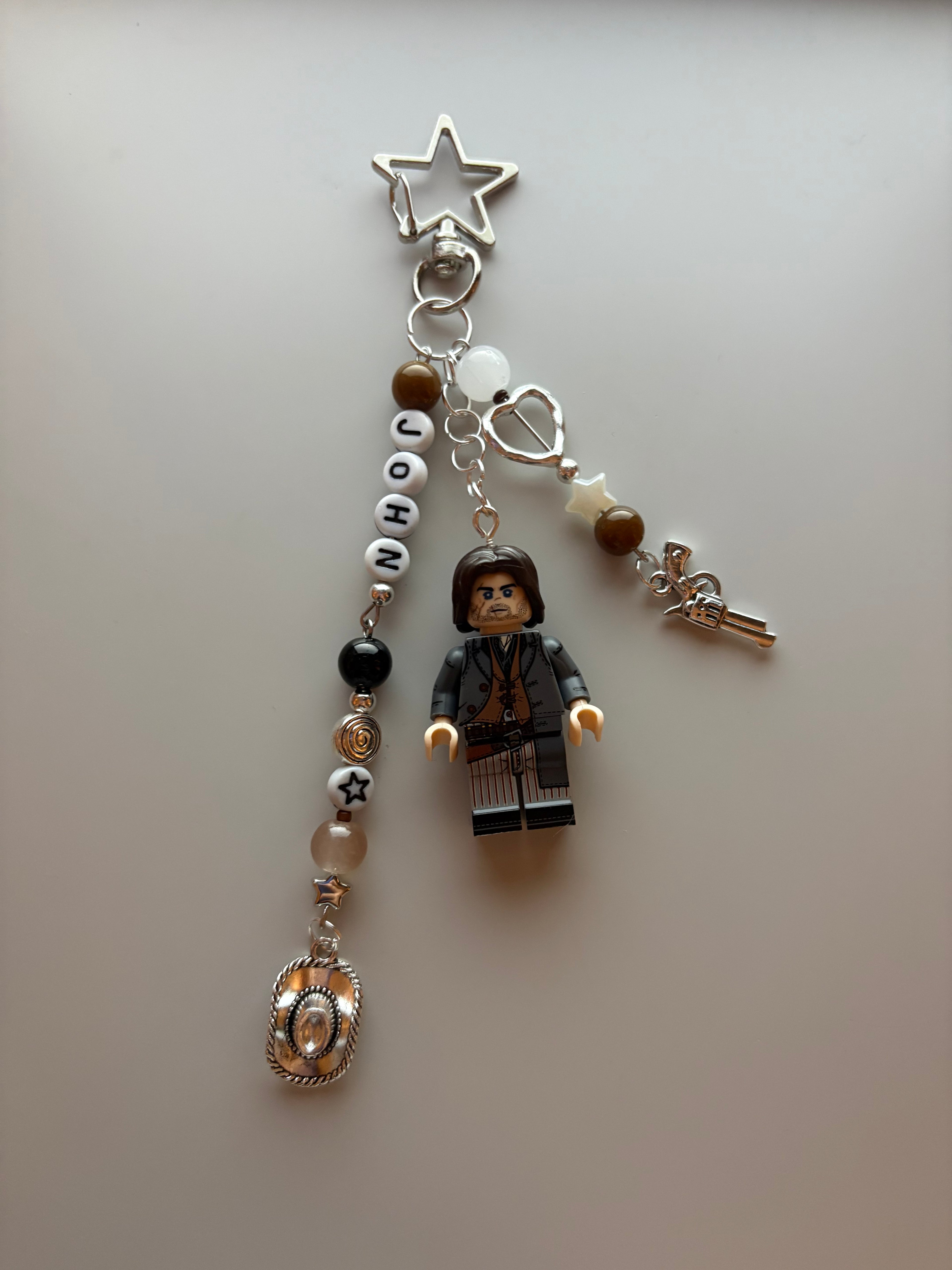 ‘John’ Cowboy outlaw inspired handmade minifigure keychain