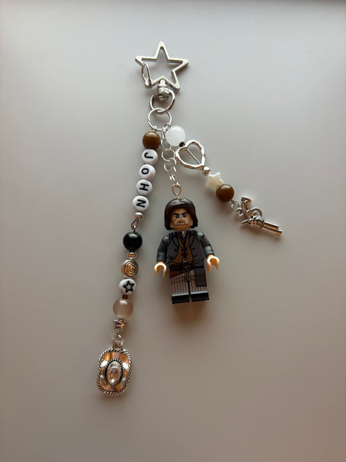 ‘John’ Cowboy outlaw inspired handmade minifigure keychain