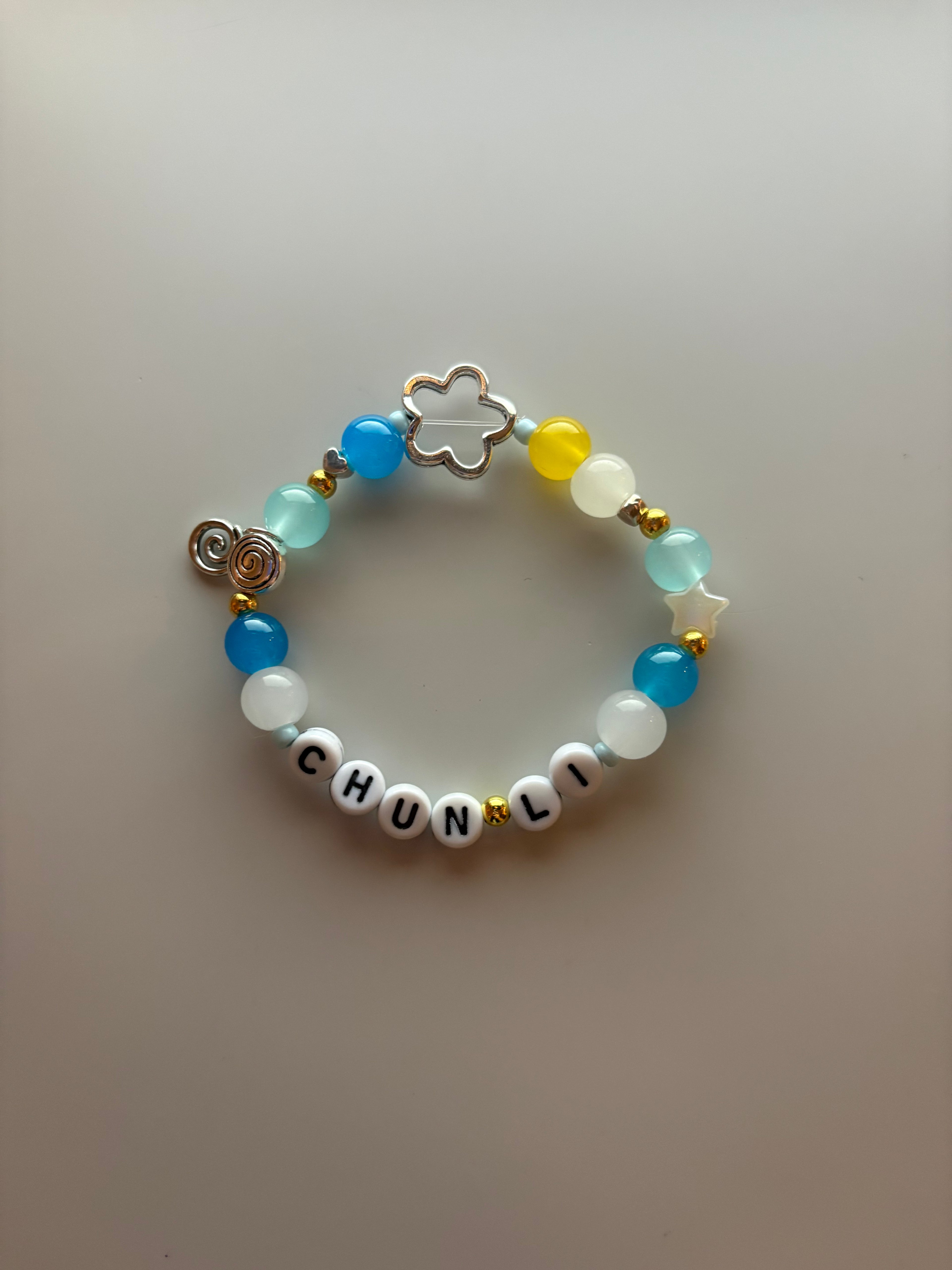 Chun-Li video game character custom inspired handmade bracelet