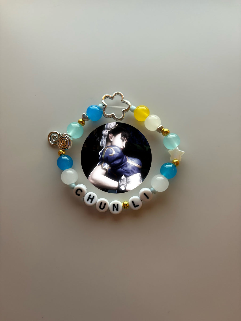 Chun-Li video game character custom inspired handmade bracelet
