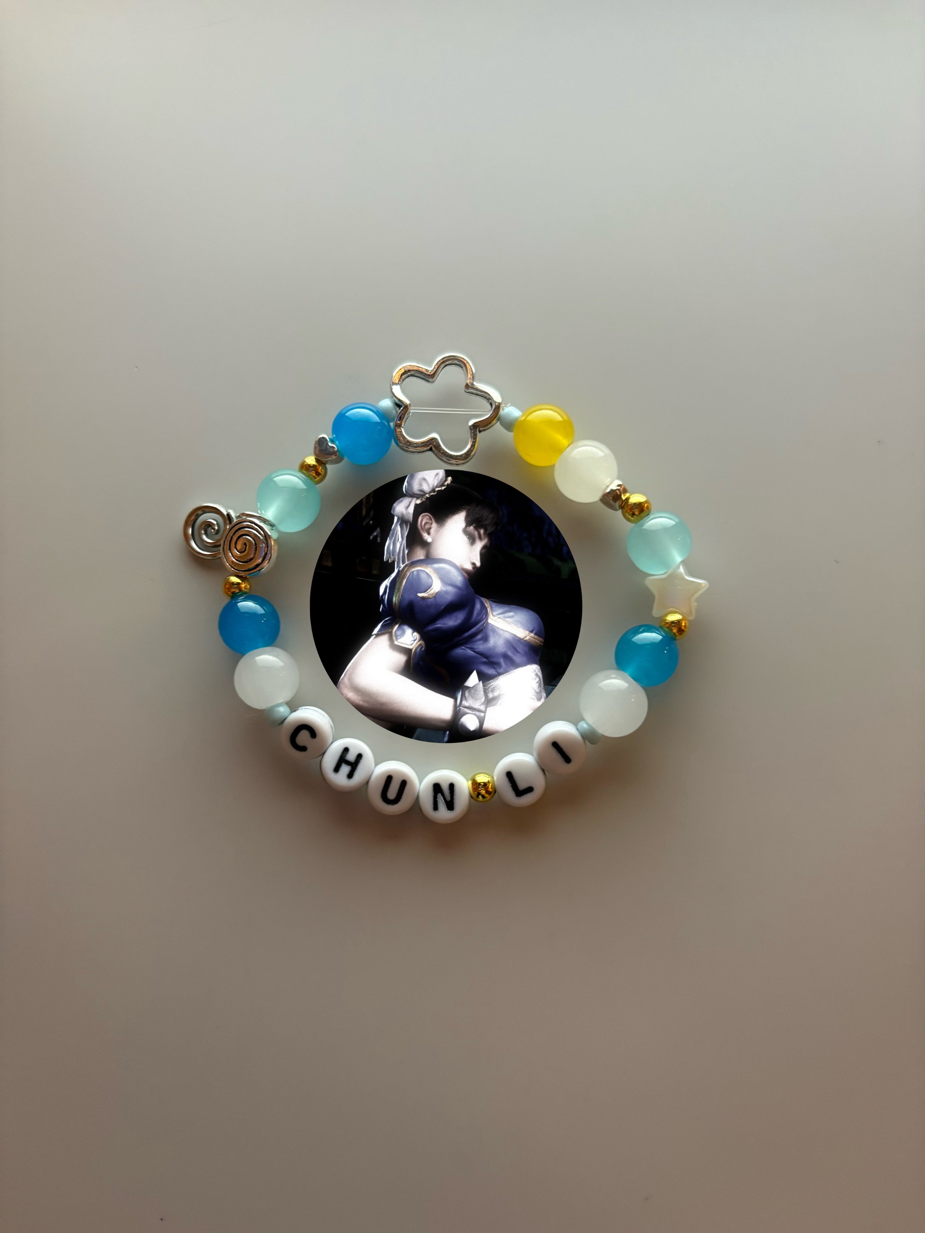 Chun-Li video game character custom inspired handmade bracelet
