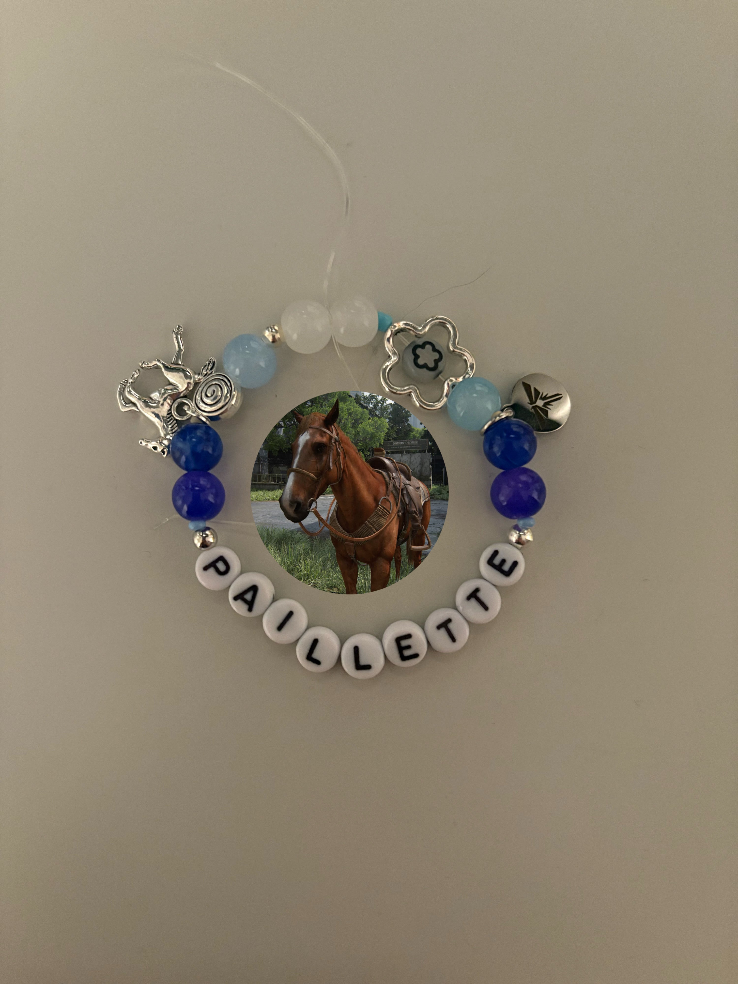 Paillette video game character inspired handmade custom bracelet