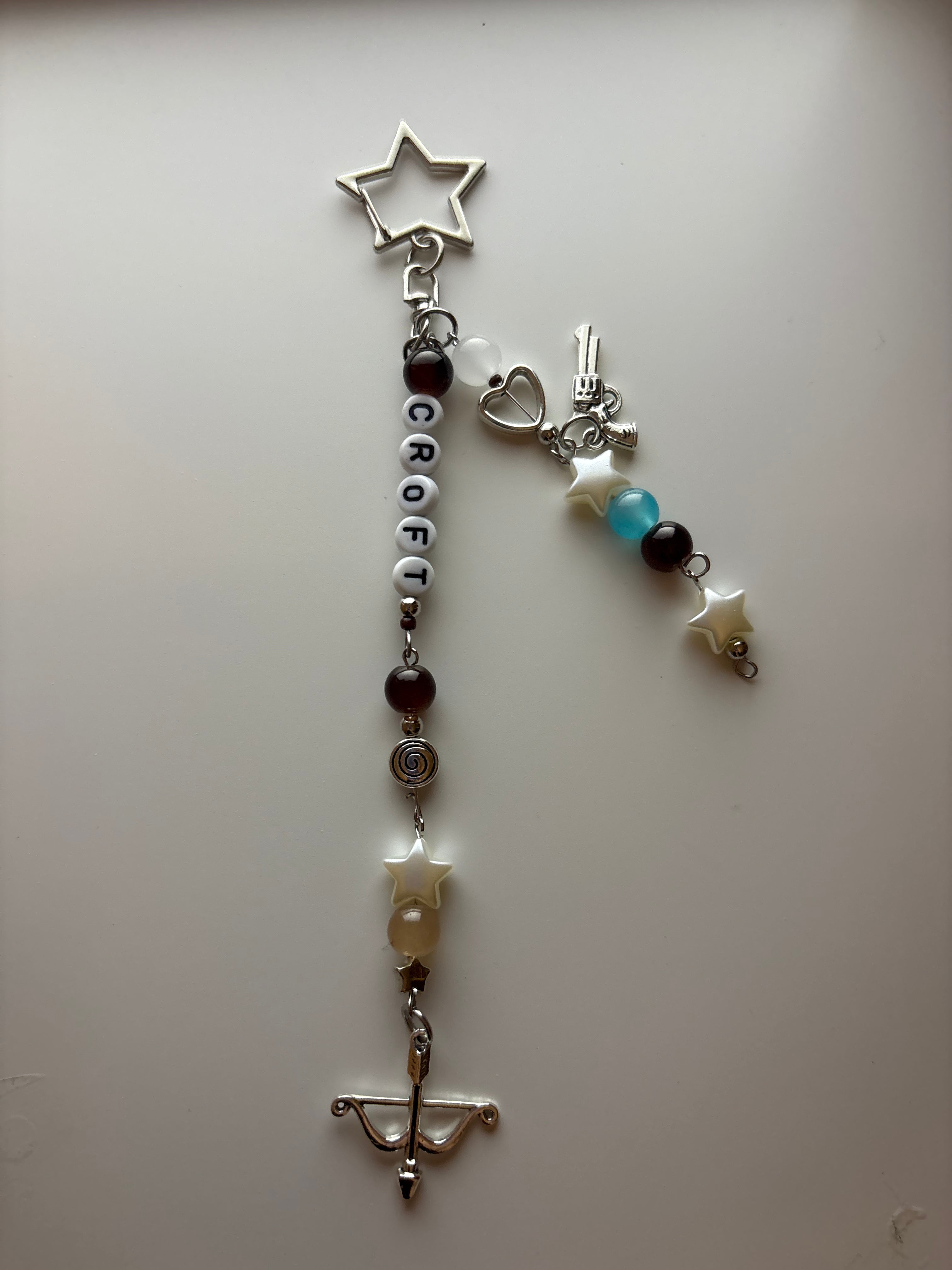‘Croft’ tomb raider inspired handmade minifigure keychain